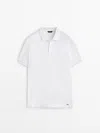 Massimo Dutti Poloshirt Aus Reinem Baumwollpikee In Weiss