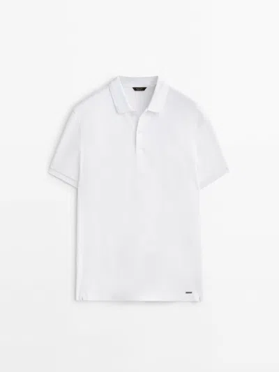Massimo Dutti Poloshirt Aus Reinem Baumwollpikee In Weiss