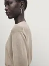 Massimo Dutti Glatter Strickpullover Mit Rundausschnitt In Verwaschen