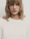 Massimo Dutti Unifarbenes Rippstricktop In Cream