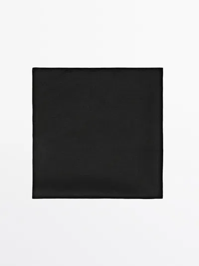 Massimo Dutti Plain Linen Bandana In Black
