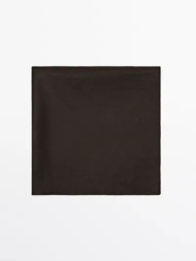 Massimo Dutti Plain Linen Bandana In Brown