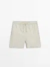 Massimo Dutti Plain Pigment Swimsuit Trunks In Sand
