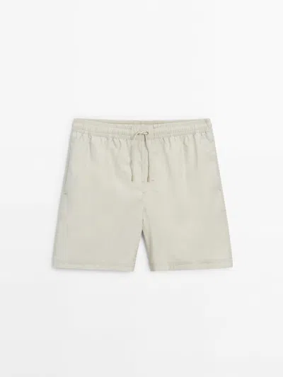 Massimo Dutti Plain Pigment Swimsuit Trunks In Sand