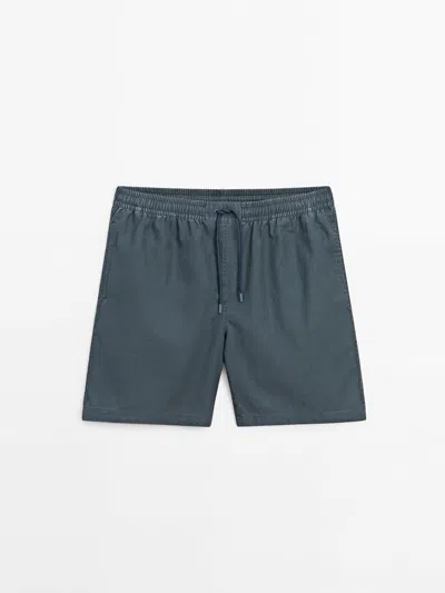 Massimo Dutti Plain Pigment Swimsuit Trunks In Steel