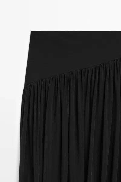 Massimo Dutti Pleated Balloon Skirt In Black