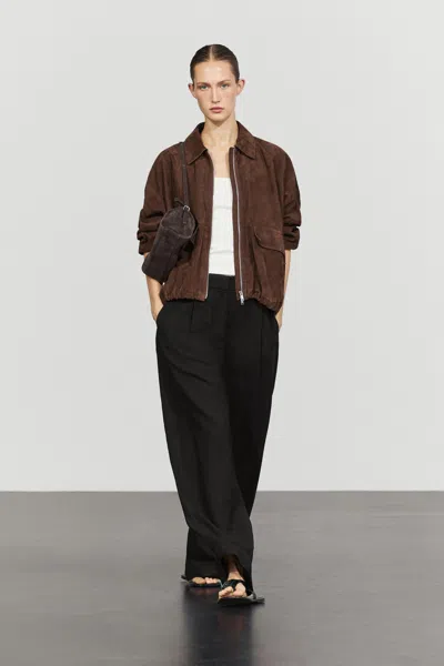 Massimo Dutti Pleated Barrel Fit Pants In Nero