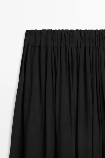 Massimo Dutti Pleated Midi Skirt In Black