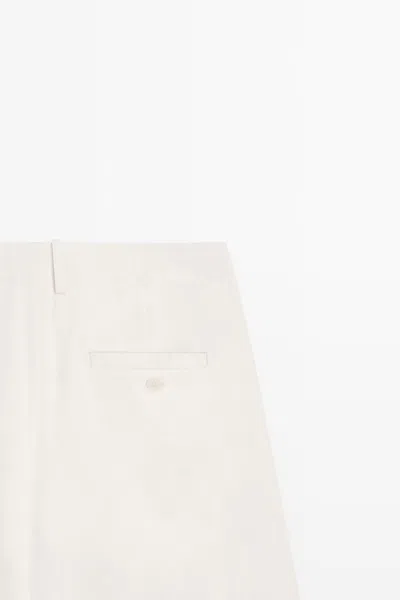 Massimo Dutti Pleated Pants With Crossover Fastening Detail In Neutral