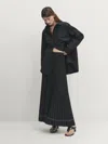 Massimo Dutti Pleated Skirt With Laces In Schwarz