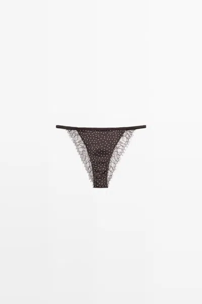 Massimo Dutti Braguita Lunares Detalle Encaje In Brown