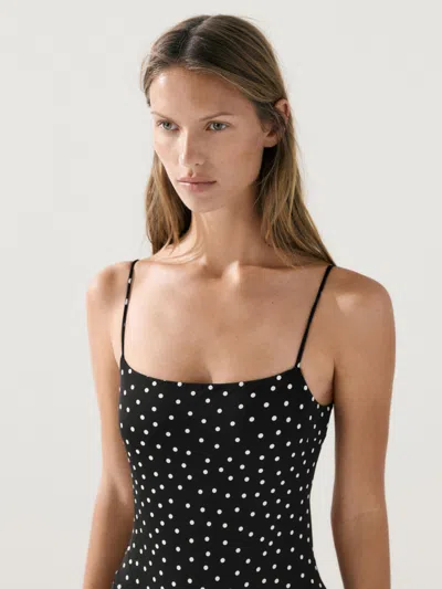 Massimo Dutti Polka Dot Print Swimsuit In Multi
