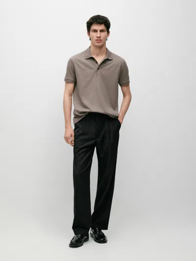 Massimo Dutti Polo A Maniche Corte In Misto Cotone In Gray