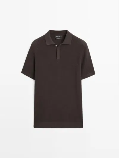Massimo Dutti Polo Punto Estructura Algodón In Black