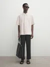 Massimo Dutti Popelinhemd Kurzarm In Beige