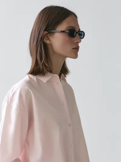 Massimo Dutti Poplin And Cotton Blend Shirt In Pink