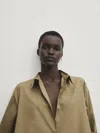Massimo Dutti Hemdkleid Aus Popelin Mit Schlitzen In Khaki