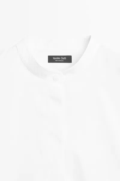 Massimo Dutti Poplin Shirt With Stand Collar In White