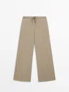 Massimo Dutti Poplin Suit Trousers In Whisky