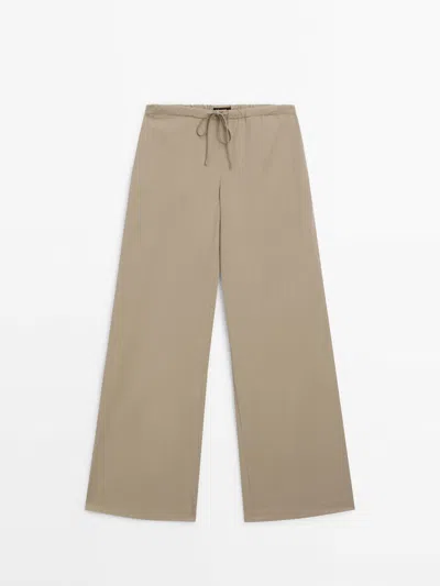 Massimo Dutti Poplin Suit Trousers In Whisky
