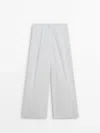 Massimo Dutti Poplin Trousers With Darts In White