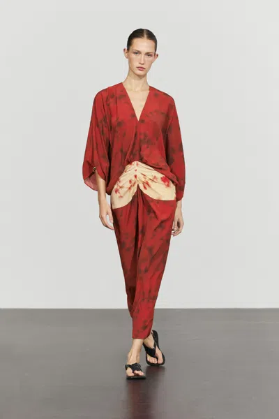 Massimo Dutti Vestido Fluido Estampado Com Faixa In Brown