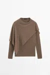 Massimo Dutti Pull Cape 100 % Laine In Marron