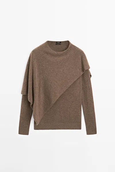 Massimo Dutti Pull Cape 100 % Laine In Marron