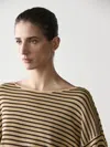 Massimo Dutti Pull En Maille À Rayures 100 % Coton In Brown