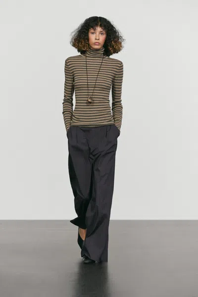 Massimo Dutti Pull En Maille À Rayures Et Col Roulé In Gray