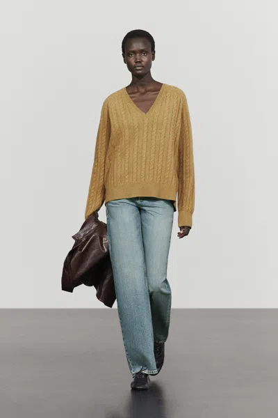 Massimo Dutti Pull En Maille Tressée En Mélange De Laine In Brown