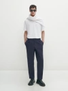 Massimo Dutti Short Sleeve Cotton And Silk Blend Sweater In Weiss