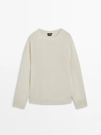Massimo Dutti Pullover Aus Reiner Baumwolle Mit Rundausschnitt In Cream