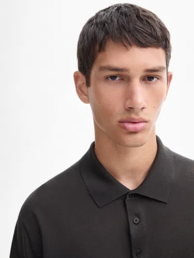 Massimo Dutti Pullover Im Polo-stil Mit Kurzen Ärmeln Aus Wollmischung In Black