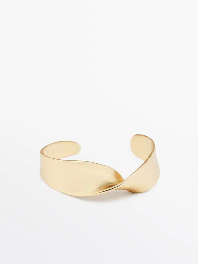Massimo Dutti Pulsera Ancha Textura In Gold