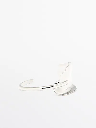 Massimo Dutti Pulsera Ancha Textura In Silver