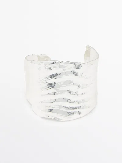 Massimo Dutti Pulsera Ancha Textura In Silver