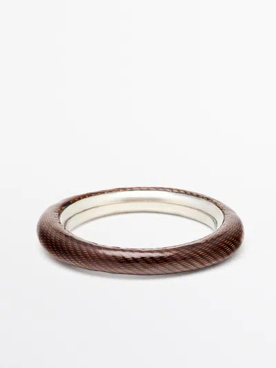 Massimo Dutti Pulsera Esmalte Textura In Silver
