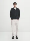 Massimo Dutti Milano Knit Buttoned Cardigan In Black