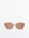 Massimo Dutti Square Sunglasses In Mustard Yellow