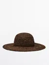 MASSIMO DUTTI RAFFIA HAT WITH CONTRAST THREAD