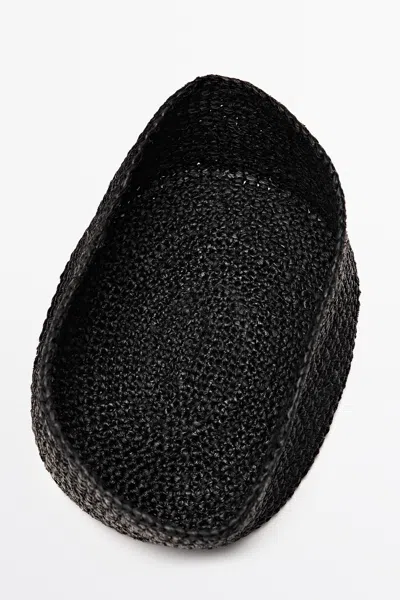 Massimo Dutti Raffia Pillbox Hat In Black