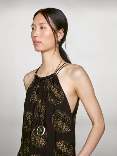 Massimo Dutti Ramie Blend Long Print Dress In Multi