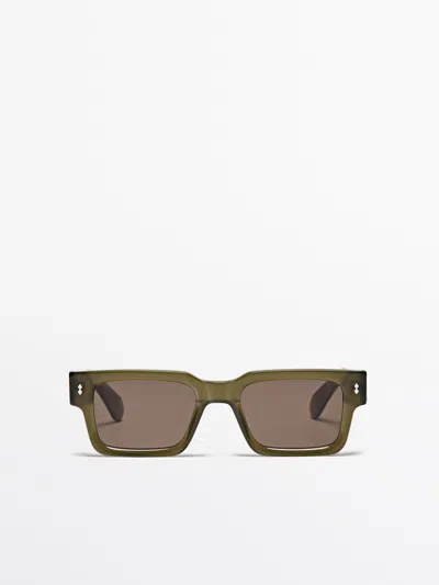 Massimo Dutti Rechteckige Sonnenbrille In Green