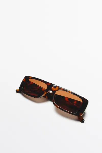 Massimo Dutti Rectangular Sunglasses In Brown