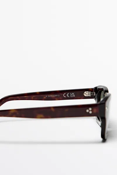 Massimo Dutti Rectangular Sunglasses In Brown