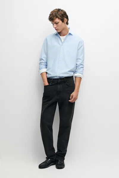 Massimo Dutti Camisa Oxford Regular Fit 100% Algodão In Blue