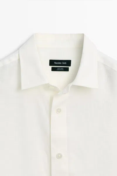 Massimo Dutti Regular Fit 100% Linen Shirt In Neutral