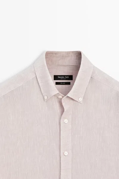 Massimo Dutti Regular Fit 100% Linen Shirt In Pink