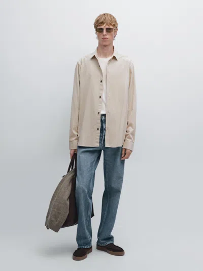 Massimo Dutti Regular Fit Corduroy Overshirt In Neutral